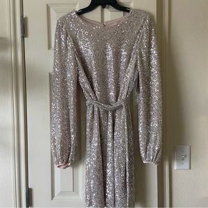 JENNY YOO Angie Dress - Silver/Nude Sequin